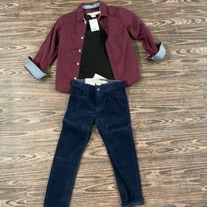 H&M Boys Christmas Holiday Outfit Lot Size 6 Corduroy Pants